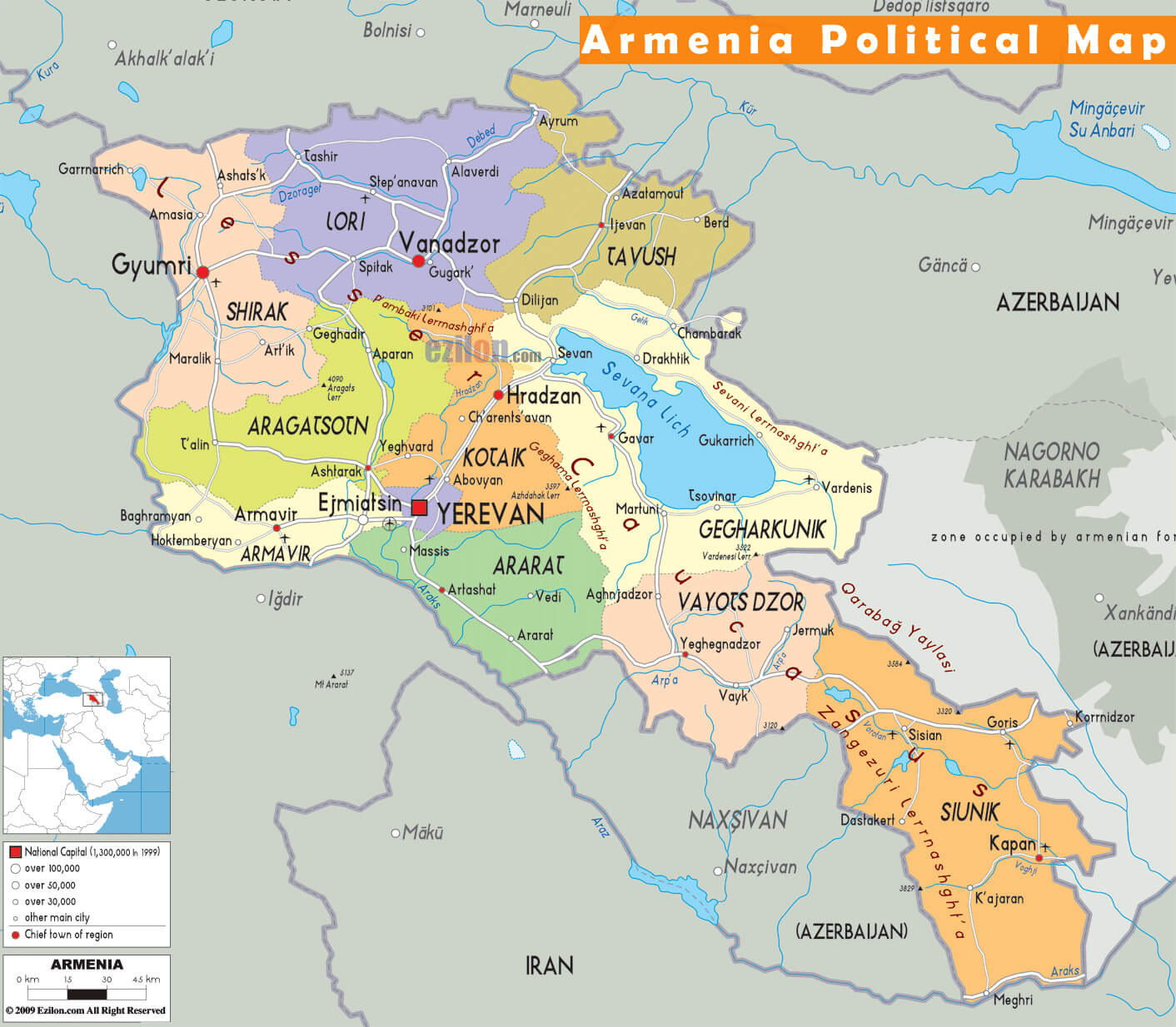 Armenie Politique Carte
